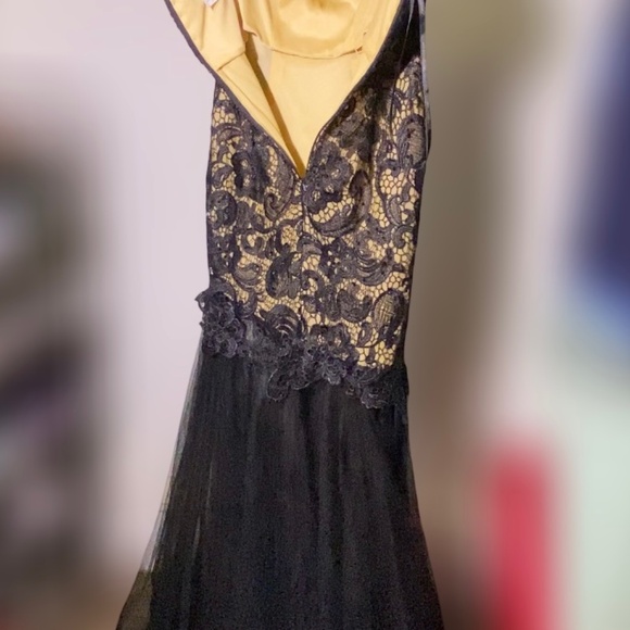 Alyce Paris Claudine, Black Nude Lace Mermaid Strapless Designer Dress SZ 0 - Picture 13 of 16